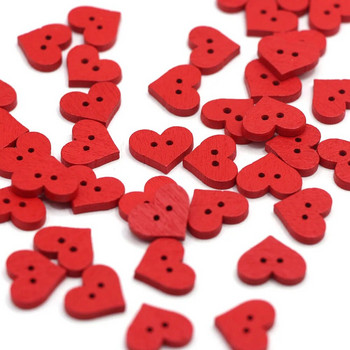 50 бр. 15x12 mm червено копче сърце за деца Декоративни дървени копчета с 2 дупки за дрехи Аксесоари за шиене Скрапбукинг Занаяти Направи си сам