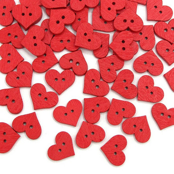 50 бр. 15x12 mm червено копче сърце за деца Декоративни дървени копчета с 2 дупки за дрехи Аксесоари за шиене Скрапбукинг Занаяти Направи си сам