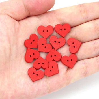50τμχ 15x12mm Κόκκινο Κουμπί Καρδιάς για Παιδιά 2 Τρυπών Διακοσμητικά Ξύλινα Κουμπιά για Ρούχα Αξεσουάρ ραπτικής Scrapbooking Crafts DIY