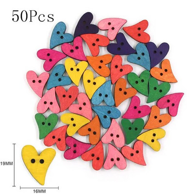 50 tk 15x12mm punane südamenupp lastele 2 auguga dekoratiivsed puidust nööbid riiete jaoks Õmblustarvikud Scrapbooking käsitöö DIY