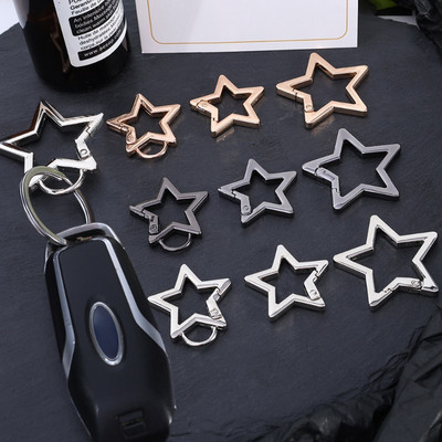 Hollow Star Shaped Spring Clasp Metal Carabiner Keychain Bag Clip Hook Dog Chain Buckle Connector DIY Jewelry Making Accessories