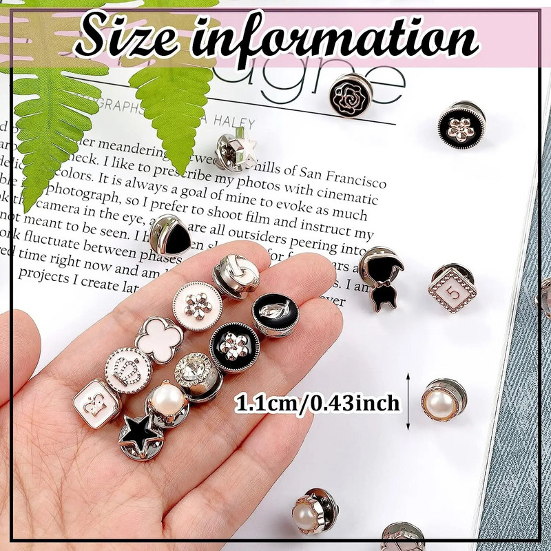 10 gab. Pērļu kalnu kristāla poga bez šūšanas piespraudes, kas novērš nejaušu iedarbību, pogas, piespraudes, piespraudes, nozīmīte, aproču pogas, krekla poga