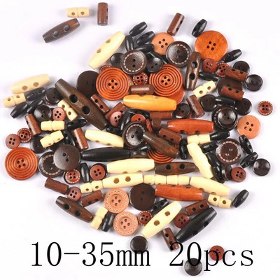 Starinski mješoviti oslikani drveni gumbi za rukotvorine Scrapbooking Šivanje gumba za odjeću DIY pribor za dječju odjeću 15-35 mm M1893