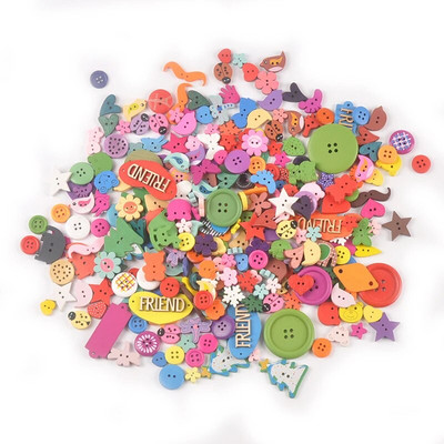 Starinski mješoviti oslikani drveni gumbi za rukotvorine Scrapbooking Šivanje gumba za odjeću DIY pribor za dječju odjeću 15-35 mm M1893