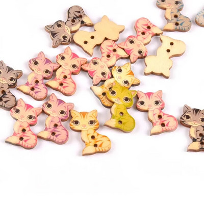 Starinski mješoviti oslikani drveni gumbi za rukotvorine Scrapbooking Šivanje gumba za odjeću DIY pribor za dječju odjeću 15-35 mm M1893