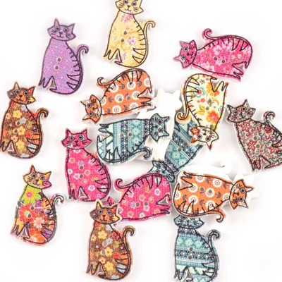 Starinski mješoviti oslikani drveni gumbi za rukotvorine Scrapbooking Šivanje gumba za odjeću DIY pribor za dječju odjeću 15-35 mm M1893