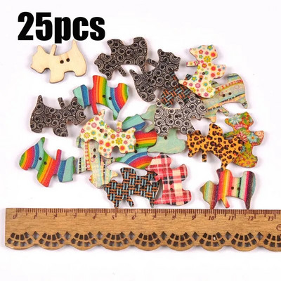 Starinski mješoviti oslikani drveni gumbi za rukotvorine Scrapbooking Šivanje gumba za odjeću DIY pribor za dječju odjeću 15-35 mm M1893