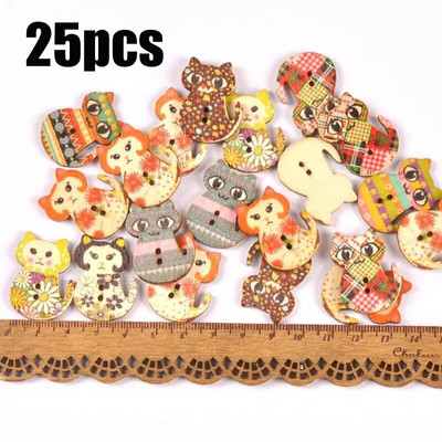 Starinski mješoviti oslikani drveni gumbi za rukotvorine Scrapbooking Šivanje gumba za odjeću DIY pribor za dječju odjeću 15-35 mm M1893