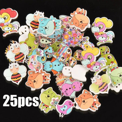 Starinski mješoviti oslikani drveni gumbi za rukotvorine Scrapbooking Šivanje gumba za odjeću DIY pribor za dječju odjeću 15-35 mm M1893