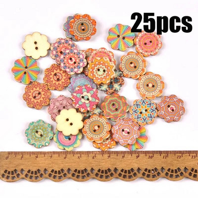 Starinski mješoviti oslikani drveni gumbi za rukotvorine Scrapbooking Šivanje gumba za odjeću DIY pribor za dječju odjeću 15-35 mm M1893