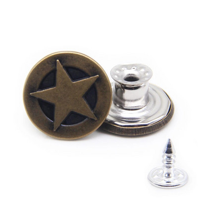 10 τμχ 17 χιλιοστά Bronze Fashion Hollow Μεταλλικό ορείχαλκο τζιν Κουμπιά κουμπιά για μπάντες ρούχων ράψιμο ρούχων Αξεσουάρ Χειροποίητο