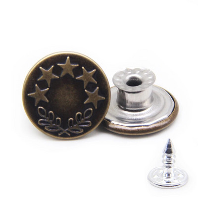 10 τμχ 17 χιλιοστά Bronze Fashion Hollow Μεταλλικό ορείχαλκο τζιν Κουμπιά κουμπιά για μπάντες ρούχων ράψιμο ρούχων Αξεσουάρ Χειροποίητο