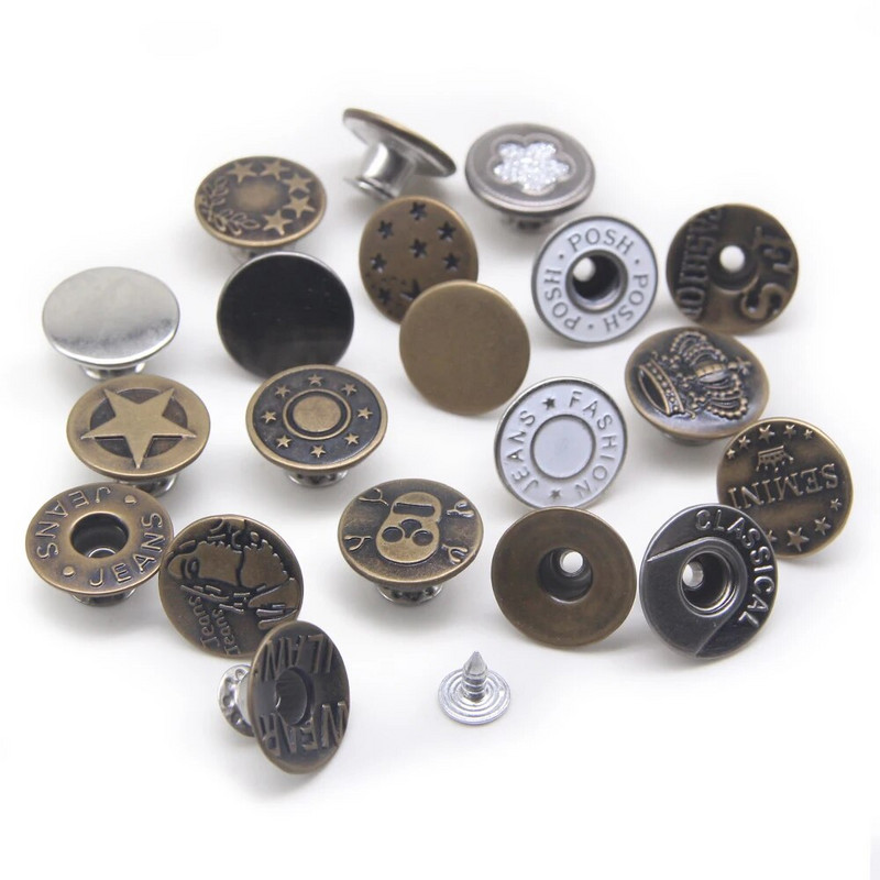 10 τμχ 17 χιλιοστά Bronze Fashion Hollow Μεταλλικό ορείχαλκο τζιν Κουμπιά κουμπιά για μπάντες ρούχων ράψιμο ρούχων Αξεσουάρ Χειροποίητο
