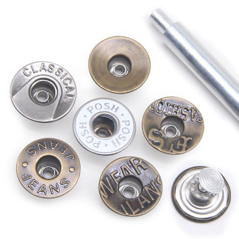 10 τμχ 17 χιλιοστά Bronze Fashion Hollow Μεταλλικό ορείχαλκο τζιν Κουμπιά κουμπιά για μπάντες ρούχων ράψιμο ρούχων Αξεσουάρ Χειροποίητο
