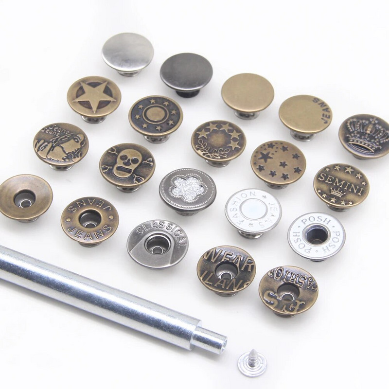 10 τμχ 17 χιλιοστά Bronze Fashion Hollow Μεταλλικό ορείχαλκο τζιν Κουμπιά κουμπιά για μπάντες ρούχων ράψιμο ρούχων Αξεσουάρ Χειροποίητο