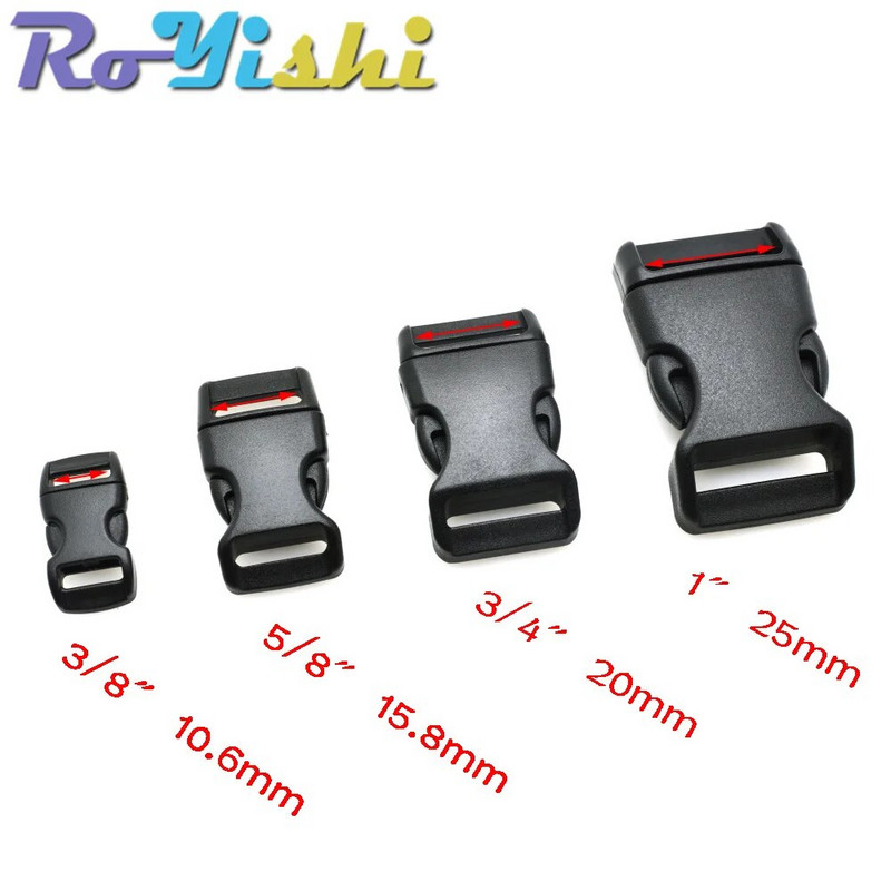 10 kom./Pakiranje Piastic kopča sa bočnim otpuštanjem Zakrivljena 550 Paracord narukvica Ogrlica za pse Ruksak Traka za remen 10 mm 15 mm 20 mm 25 mm