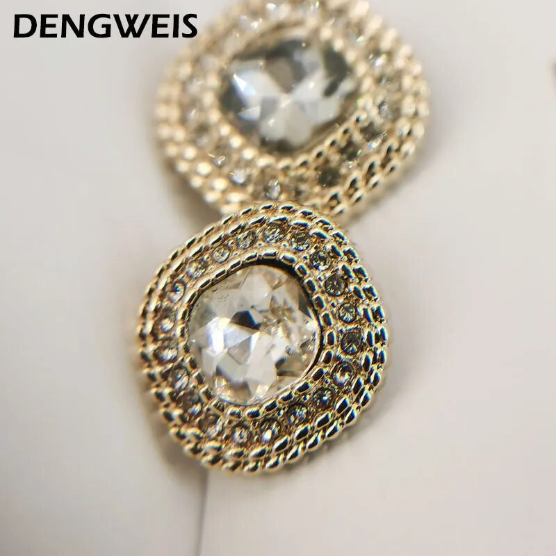 6 tk Brand Decor Luksuslik juveel Kuldne ruutnööbid Materjal Aksessuaar ülerõivaste õmblemiseks Näputöö Riietus Rhinestones nupp