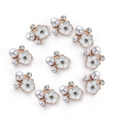 10 τμχ Vintage Pearl Flower Rhinestone Κουμπιά για καρφίτσες μαλλιών Ρούχα Διακοσμητικά κουμπιά DIY Crafts Αξεσουάρ ραπτικής ένδυσης