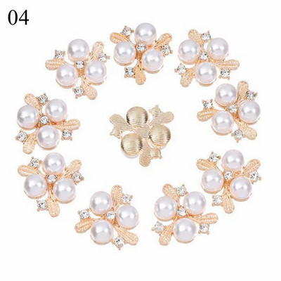 10 τμχ Vintage Pearl Flower Rhinestone Κουμπιά για καρφίτσες μαλλιών Ρούχα Διακοσμητικά κουμπιά DIY Crafts Αξεσουάρ ραπτικής ένδυσης