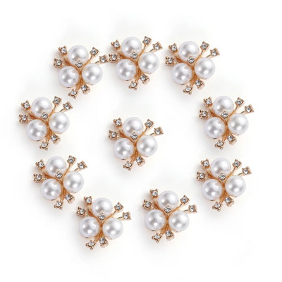 10 τμχ Vintage Pearl Flower Rhinestone Κουμπιά για καρφίτσες μαλλιών Ρούχα Διακοσμητικά κουμπιά DIY Crafts Αξεσουάρ ραπτικής ένδυσης