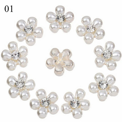 10 τμχ Vintage Pearl Flower Rhinestone Κουμπιά για καρφίτσες μαλλιών Ρούχα Διακοσμητικά κουμπιά DIY Crafts Αξεσουάρ ραπτικής ένδυσης