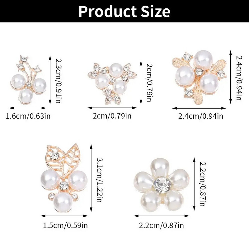 10 τμχ Vintage Pearl Flower Rhinestone Κουμπιά για καρφίτσες μαλλιών Ρούχα Διακοσμητικά κουμπιά DIY Crafts Αξεσουάρ ραπτικής ένδυσης