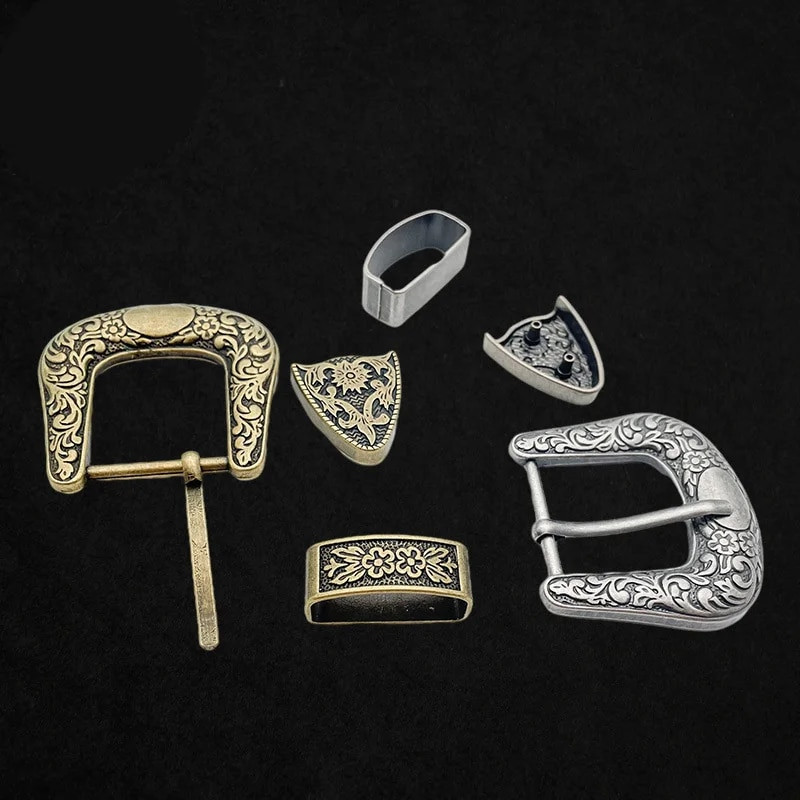 1 komplekt Vintage nikerdatud mustriga metallist nööpnõelaga pandla naiste rihma pandla retro teksadest kleit vöörihma reguleeritav pand ise tehes tarvikud