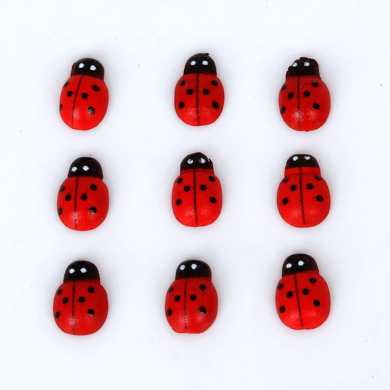 9x13mm ilma auguta punane värv 50tk/partii Lepatriinu puidust nööbid DIY laste aplikatsioonid/meisterdamise/õmblusnööbid isetegemise riidetarvikute jaoks