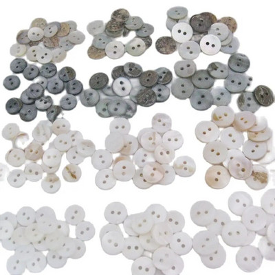 NBNVKK 9mm 10m 11.5mm 30Pcs Силно качество Nature Sea Shell Прясна вода Чисто бяло сиво Копчета от миди Аксесоари за ризи