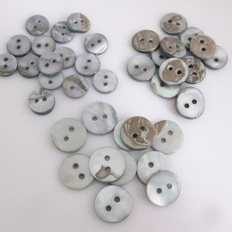 NBNVKK 9 mm 10 m 11,5 mm 30 vnt. Stiprios kokybės gamtos jūros kriauklių gėlo vandens grynas baltas pilkas kriauklių sagos marškinių priedai