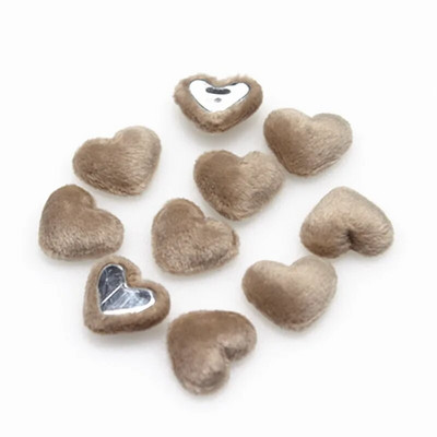 17 mm 50 tk flanellkangaga kaetud südamekujulised nööbid, lamedad DIY kodukaunistused väljalõigete albumi käsitöötarvikud