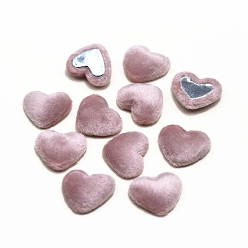 17 mm 50 tk flanellkangaga kaetud südamekujulised nööbid, lamedad DIY kodukaunistused väljalõigete albumi käsitöötarvikud