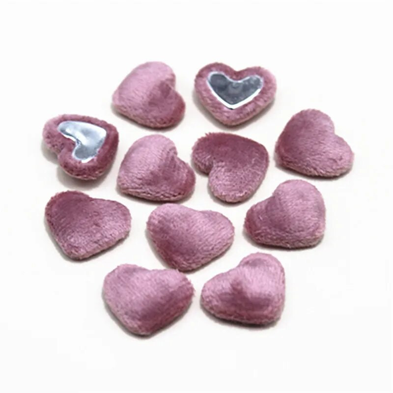 17 mm 50 tk flanellkangaga kaetud südamekujulised nööbid, lamedad DIY kodukaunistused väljalõigete albumi käsitöötarvikud