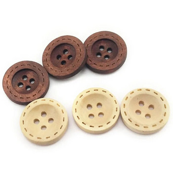 100 τεμάχια ξύλινα κουμπιά ραψίματος 4 οπών 10-18mm Καφέ ξύλινα κουμπιά με κουμπιά λεύκωμα χειροποίητα χειροτεχνήματα δώρου διακοσμητικά κουμπιά