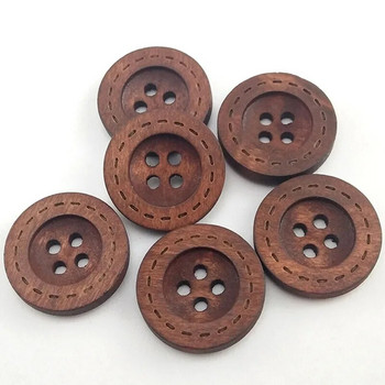100 броя дървени шевни копчета с 4 дупки, 10-18 mm Кафяви дървени копчета на точки, лексикон, ръчно изработени занаятчийски подаръци, декоративни копчета