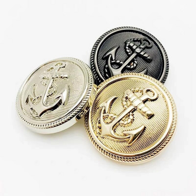 10 бр. 15/20/25 mm Vintage Anchor Design Копчета за шиене на дрехи Черни, сребърни, златни, метални копчета за яке 20 mm, модни копчета за ризи