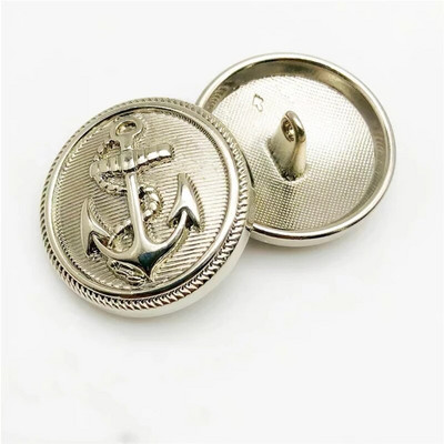 10vnt 15/20/25mm Vintage Anchor Design Drabužių siuvimo sagos juodos sidabrinės auksinės metalinės striukės sagos 20mm madingų marškinių sagos