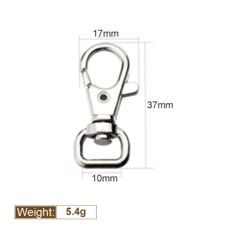 10 tk/pakk metallist karabiinklamber, pöörlev päästikuga koera pandla võtmehoidja võtmekonksude kinnitusrõngas. 6 suurust.