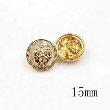 10 τμχ/παρτίδα Μεταλλικό κουμπί με κεφαλή λιονταριού Χρυσό για ρούχα πουλόβερ παλτό διακόσμηση κουμπιά πουκάμισου αξεσουάρ DIY JS-0239