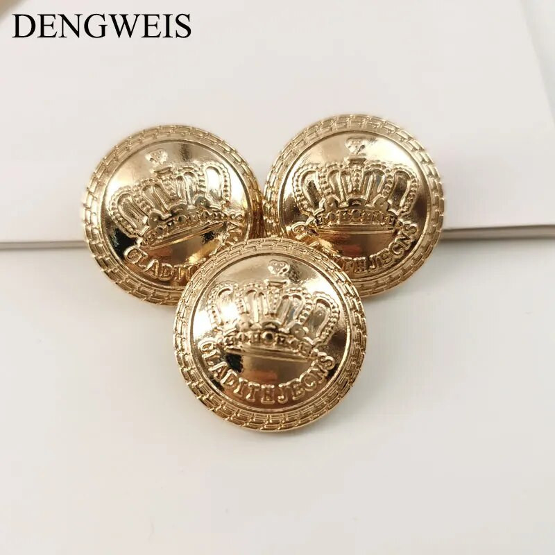 Kvaliteetsed kullavärvi kuldsed metallist nööbid, Imperial Crown klassikaline Briti stiil, rõivaste õmblustarvikud isetegemise materjalid 10 tk