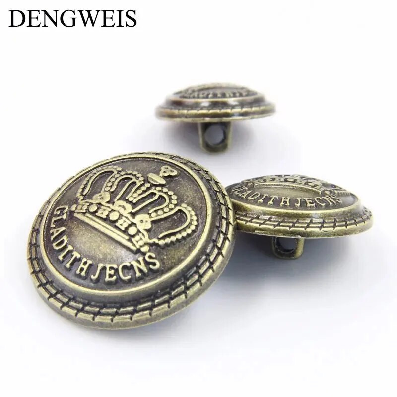 Kvaliteetsed kullavärvi kuldsed metallist nööbid, Imperial Crown klassikaline Briti stiil, rõivaste õmblustarvikud isetegemise materjalid 10 tk