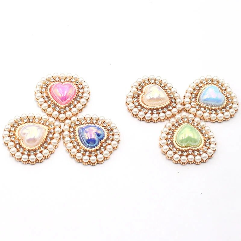 10 PCS26 * 26 mm Populiarus auksinis meilės perlas Vandens deimantinis taškuotas perlas, skirtas vestuvių scenos dekoravimui lanko mazgas plaukų aksesuarai, audiniai