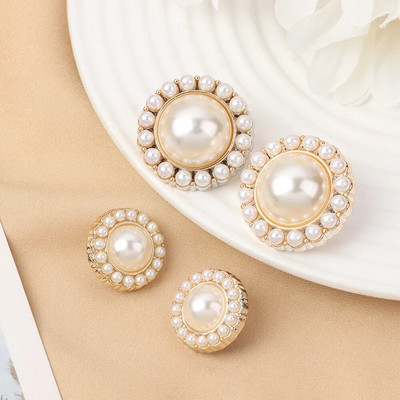 10Pcs Pearl Clothing Buttons Shiny Rhinestones Sewing Button DIY Shirt Buttons Ornaments Handmade Sewing Needlework Accessories