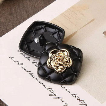 10 бр. 18/23 мм копчета за дрехи с черно сърце Модни квадратни копчета с диамантена решетка с цветя Копчета за дамска рокля Плетени копчета за пуловер