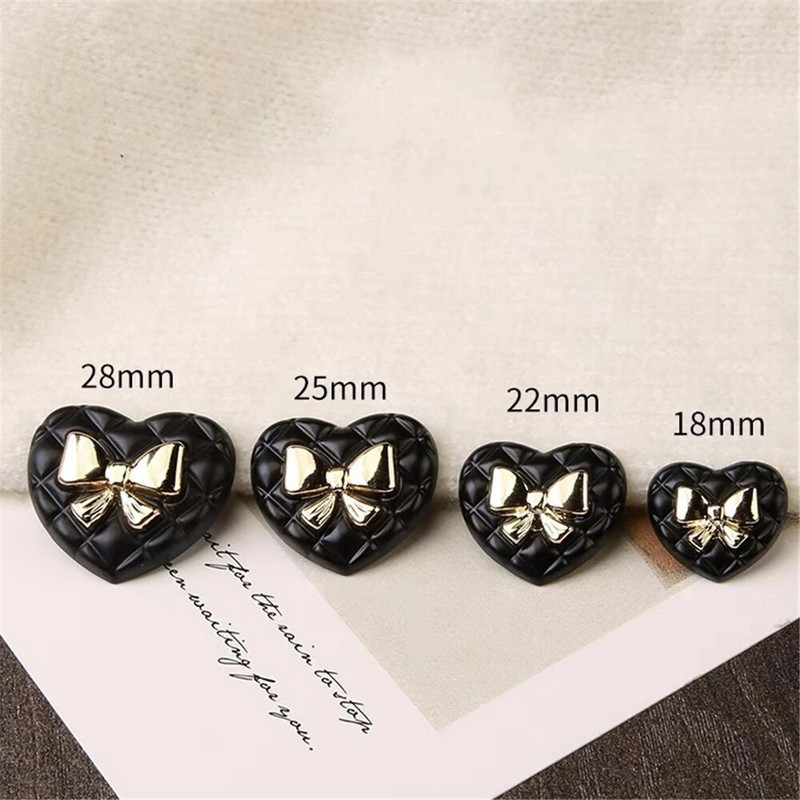 10tk 18/23mm must süda riidenööbid Mood Teemantvõre ruudukujulised lillenööbid Naiste kleit Kootud kampsuninööbid