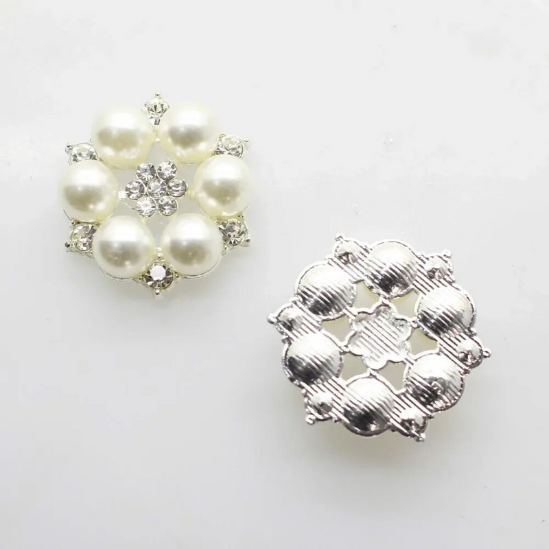 10 vnt / rinkinys Dviejų spalvų 25 mm gėlių cirkonio sagos perlų mygtukų vestuvių dekoravimui pasidaryk pats lydinio deimantų krištolinis lankelis