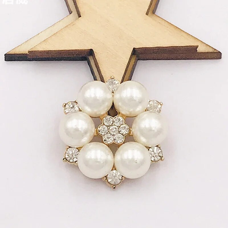 10 vnt / rinkinys Dviejų spalvų 25 mm gėlių cirkonio sagos perlų mygtukų vestuvių dekoravimui pasidaryk pats lydinio deimantų krištolinis lankelis