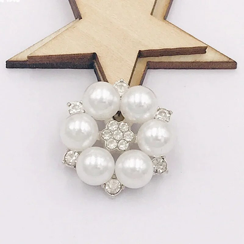 10 vnt / rinkinys Dviejų spalvų 25 mm gėlių cirkonio sagos perlų mygtukų vestuvių dekoravimui pasidaryk pats lydinio deimantų krištolinis lankelis