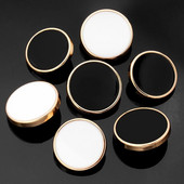 6 vnt. Paprasti drabužiai Auksinės sagos, juodos baltos metalinės sagos, skirtos „pasidaryk pats“ moterims, vyrams, paltų siuvimo medžiaga, 11/15/18/20/13/25 mm