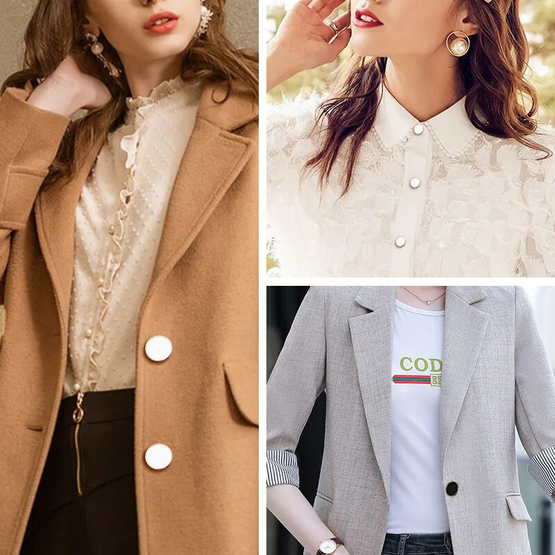 6 vnt. Paprasti drabužiai Auksinės sagos, juodos baltos metalinės sagos, skirtos „pasidaryk pats“ moterims, vyrams, paltų siuvimo medžiaga, 11/15/18/20/13/25 mm